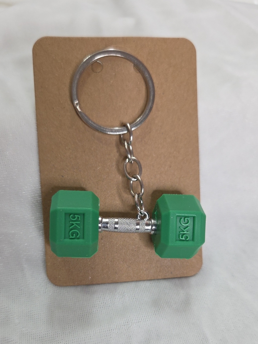 Green Dumbbell Weight Keychain Bag Charm Fitness Weightlifting Gym Athletic
